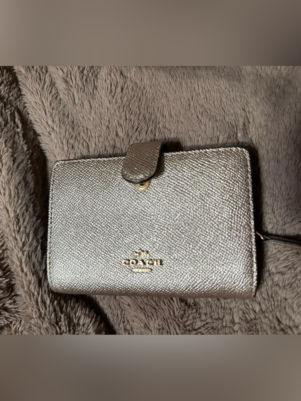 Coach Metallic Silver Compact Wallet